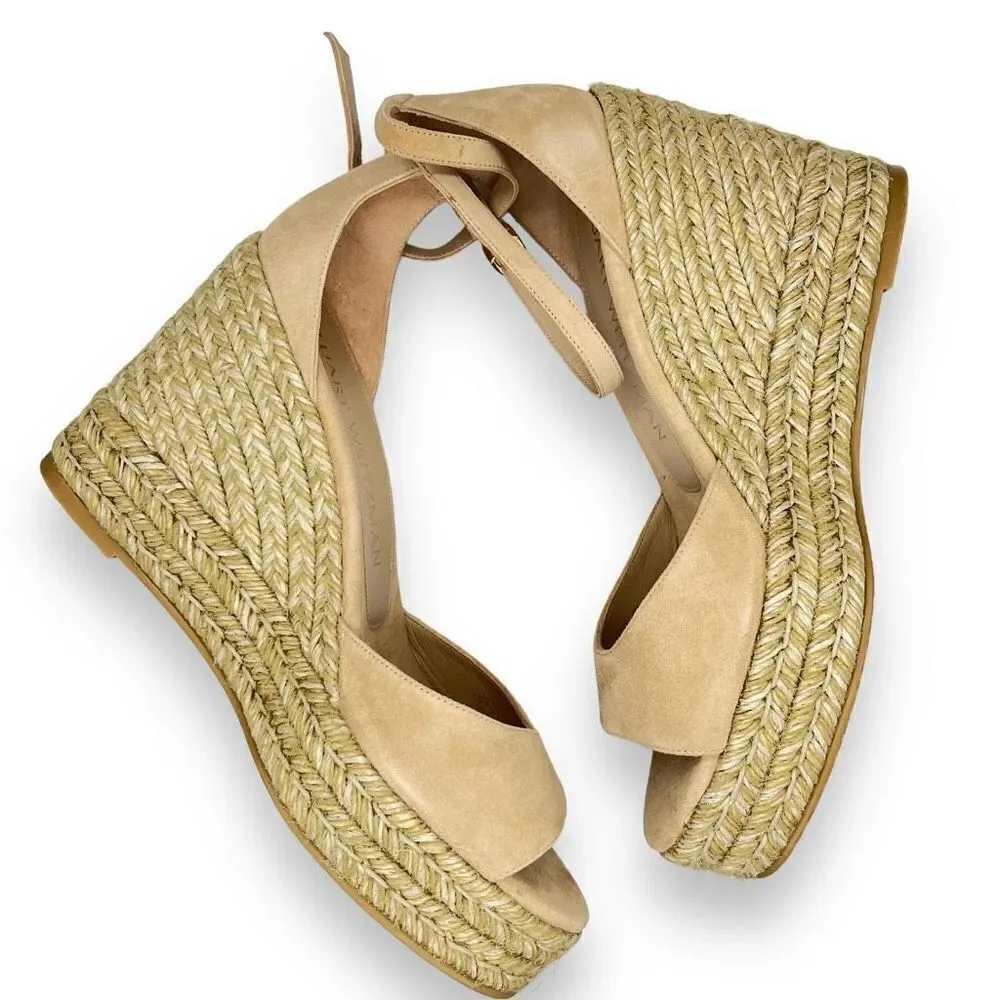 stuart weitzman‎ nudist curve espadrille wedges suede